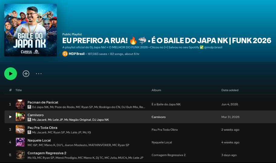 Baile do Japa NK Playlist